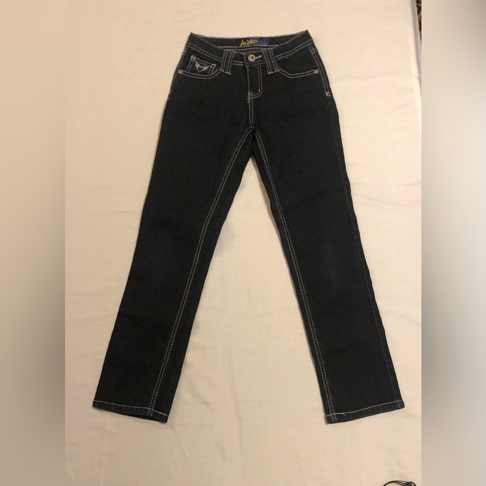 Straight Leg Jeans black Angels girls size 8 or 20” around the waist